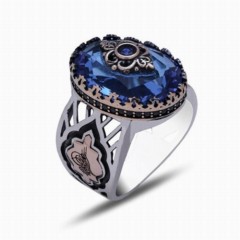Zircon Stone Rings - خاتم سوليتير من الفضة على حجر الزركون الأزرق 100347768 - Turkey