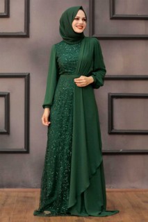 Evening & Party Dresses - فستان سهرة حجاب أخضر 100338045 - Turkey
