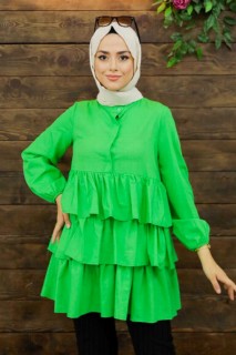 Woman Clothing - Green Hijab Tunic 100341632 - Turkey