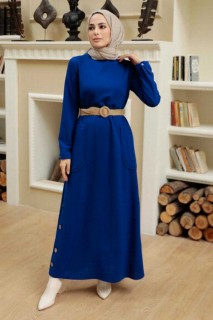 Daily Dress - Sax Blue Hijab Dress 100344919 - Turkey