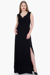Long evening dress - Plus Size Side Slit Evening Dress 100276166 - Turkey