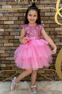 Children's Pearl Embroidered Katkat Pink Evening Dress 100328674