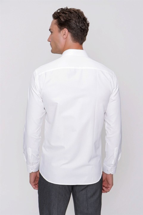 Men's White Saldera Slim Fit Slim Fit Straight Long Sleeve Shirt 100350891