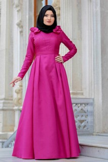 Evening & Party Dresses - Fuchsia Hijab Evening Dress 100299243 - Turkey