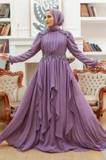 Wedding & Evening - Robe de soirée lila hijab 100340076 - Turkey
