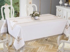 Tulip Embroidered Lacy Table Cloth And Runner 2 Pieces 100280414