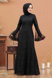 Wedding & Evening - Black Hijab Evening Dress 100335694 - Turkey