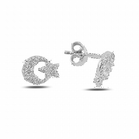 Jewelry & Watches - Moon Star Model Clip Silver Earring 100347107 - Turkey