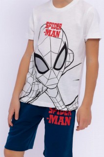 Boy Spider Man Printed Navy Blue Shorts Suit 100328251