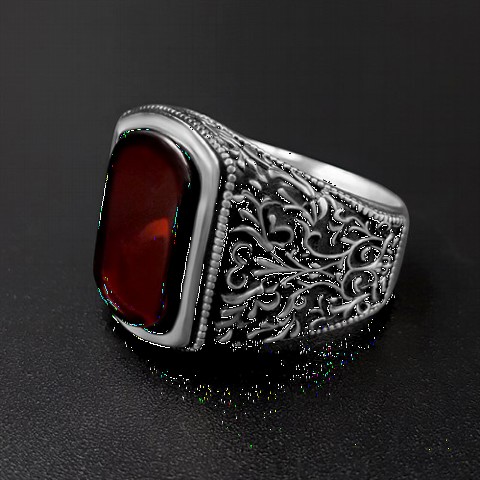 Agate Stone Motif Silver Ring 100350294