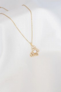 Necklaces - Butterfly Figure Zircon Stone Detail Gold Color Steel Women Necklace 100327718 - Turkey