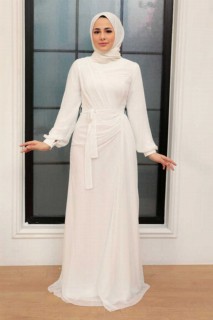 Wedding & Evening - Robe de soirée hijab écru 100340896 - Turkey