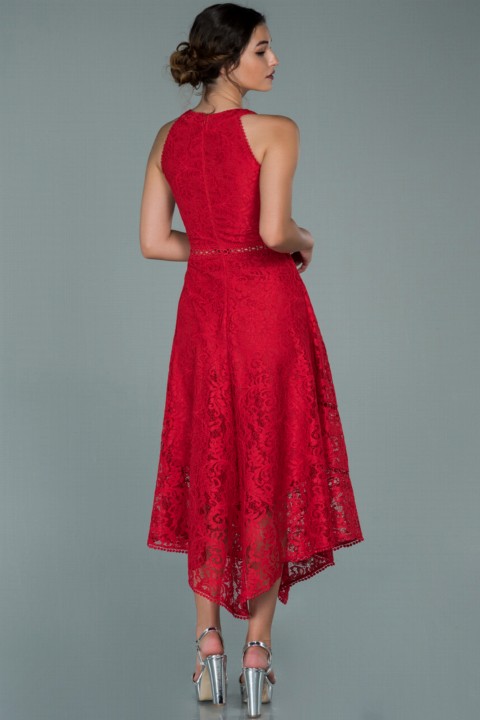 Evening Dress Midi Halter Neck Lace Invitation Dress 100297936