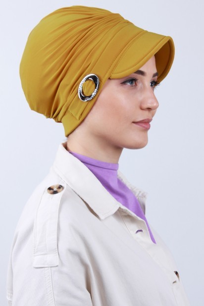 Woman Bonnet & Hijab - Bonnet à Boucle Jaune Moutarde - Turkey