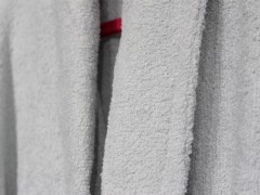 Plain Shawl Collar Large Size Single Bath Robe Gray 100351648