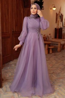 Evening & Party Dresses - Lila Hijab Evening Dress 100341382 - Turkey
