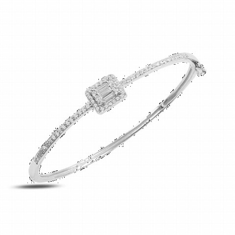 jewelry - Baguette Stone Silver Bracelet 100347450 - Turkey