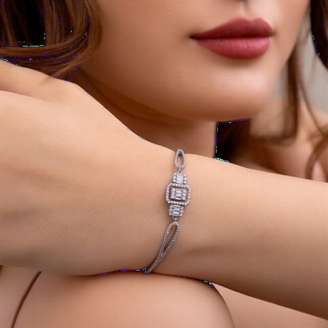 Baguette Stone Women's Silver Bracelet 100347446
