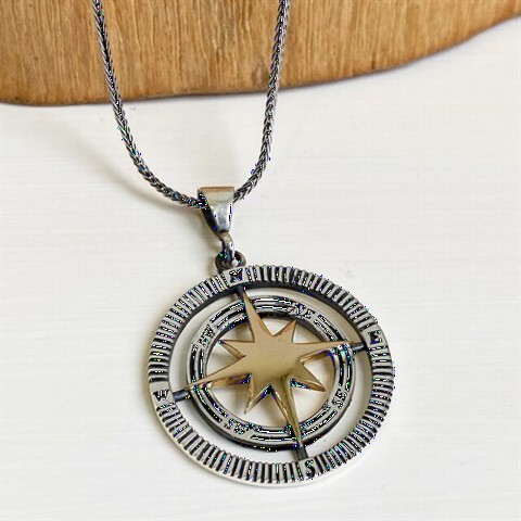 Personalized Compass Silver Necklace 100347804