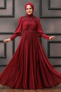 Wedding & Evening - Robe de soirée hijab bordeaux 100336903 - Turkey