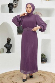Clothes - Dark Lila Hijab Dress 100339661 - Turkey
