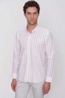 Men Tile Linen Long Sleeve Regular Fit Comfy Cut Shirt 100351397