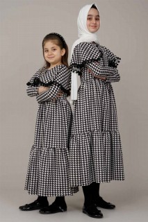 Woman Clothing - Robe détaillée à pompons et manches volantées pour jeune fille 100325628 - Turkey