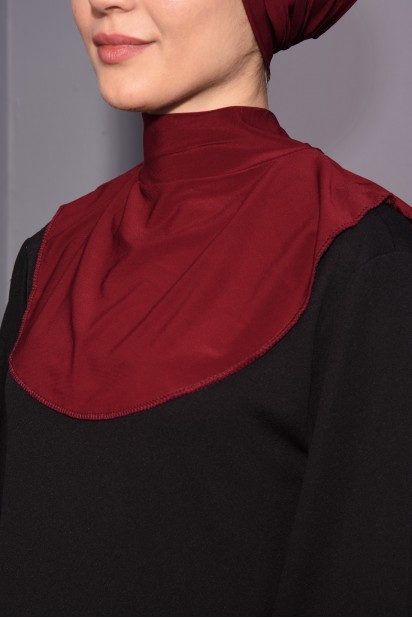 Snap Fastener Hijab Collar Claret Red 100285596