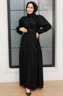 Woman Clothing - Schwarzes Hijab-Kleid 100341472 - Turkey