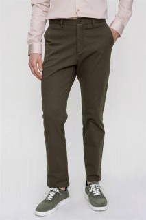 pants - بنطلون رجالي بني من ديناميكي مناسب بجيب جانبي غير رسمي من القطن والكتان 100351265 - Turkey