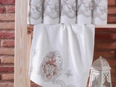 Dowry Towel - French Guipure Butterfly Dowry Bamboo Towel Cream 100259757 - Turkey