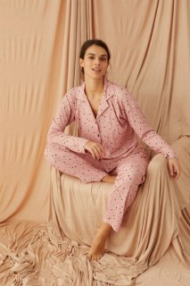 Pajamas - Women's Buttoned Pajamas Set 100325979 - Turkey