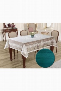 Knitted Panel Pattern Rectangle Table Cloth Sultan Petrol 100259274