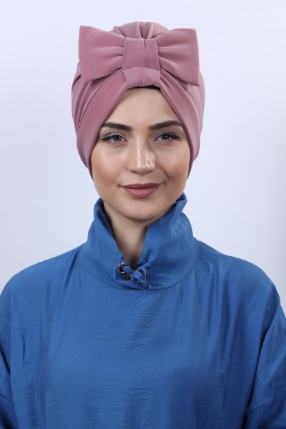 Papyon Model Style - Double-Sided Bonnet Dried Rose with Bow 100285282 - Turkey