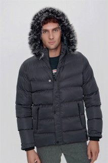Mens Gray Alberta Dynamic Fit Comfortable Fit Zipper Long Inflatable Quilted Hooded Coat 100351463