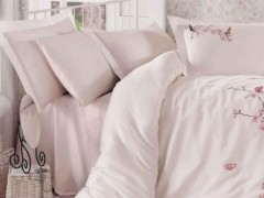 Butterfly 3d Embroidered Cotton Satin Duvet Cover Set Powder Powder 100344840