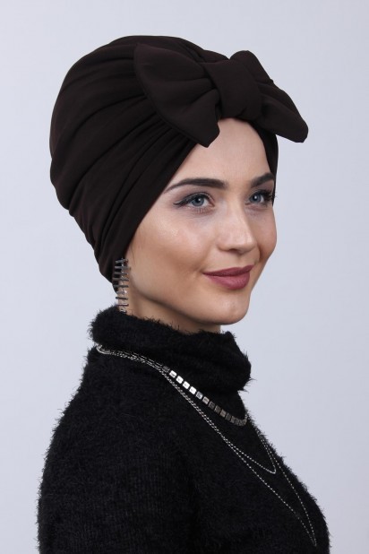 Woman Bonnet & Turban - Wendemütze mit gefüllter Schleife Schwarz - Turkey