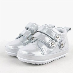 Genuine Leather Silver Anatomic Baby Girls First Step Shoes 100316964