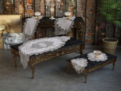 French Guipure Jasmine Velvet Living Room Set 5 Pieces Gray 100259210