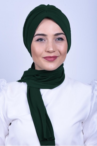 Woman Bonnet & Turban - قبعة مزينة برباط الزمرد الاخضر - Turkey