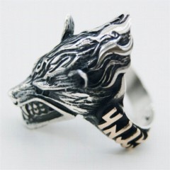 Wolf Head Silver Ring 100348029