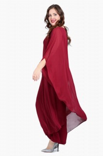 Long evening dress - فستان شيفون بحزام من جانب واحد بمقاسات كبيرة 100276111 - Turkey