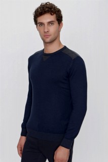 Men's Marine Trend Dynamic Fit Loose Cut Crew Neck Knitwear Sweater 100345162