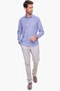 Men's Navy Blue 100% Cotton Saldera Regular Fit Comfy Cut Striped Solid Collar Short Sleeve Shirt 100351247