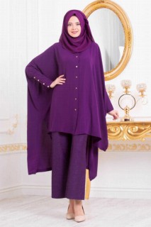 Evening & Party Dresses - Purple Hijab Evening Dress 100299366 - Turkey