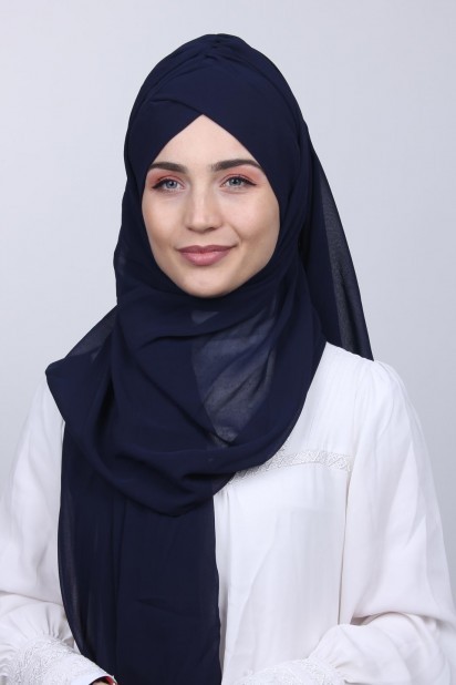Woman Bonnet & Hijab - Bonnet Châle Marine - Turkey
