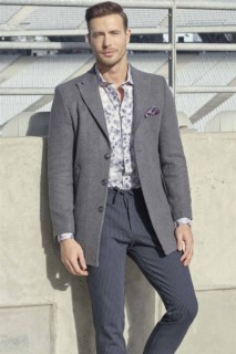 Men Clothing - Men's Dark Gray Dynamic Fit Casual Fit Coat 100350664 - Turkey