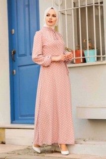 Clothes - Powder Pink Hijab Dress 100336466 - Turkey