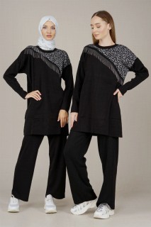 Woman Clothing - Women's Chain Detailed Double Knitwear Suit 100352578 - Turkey
