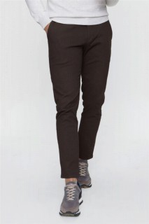 pants - بنطلون باليرمو قطن أخضر داكن للرجال ذو قصة ضيقة وجيب جانبي من الكتان 100350656 - Turkey